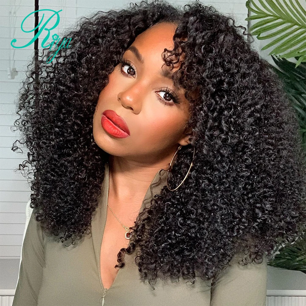 Kinky Curly 13x4 Lace Front Wig Human Hair Wigs For Women Mongolian Curly 13x6 Lace Front Wig With Bleached Knots 250% Density