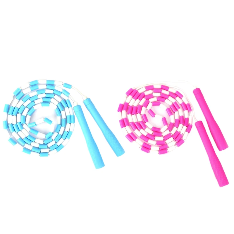 2 Pack Jump Rope for Kids 2.6M Adjustable Soft Beaded Jumping Rope for