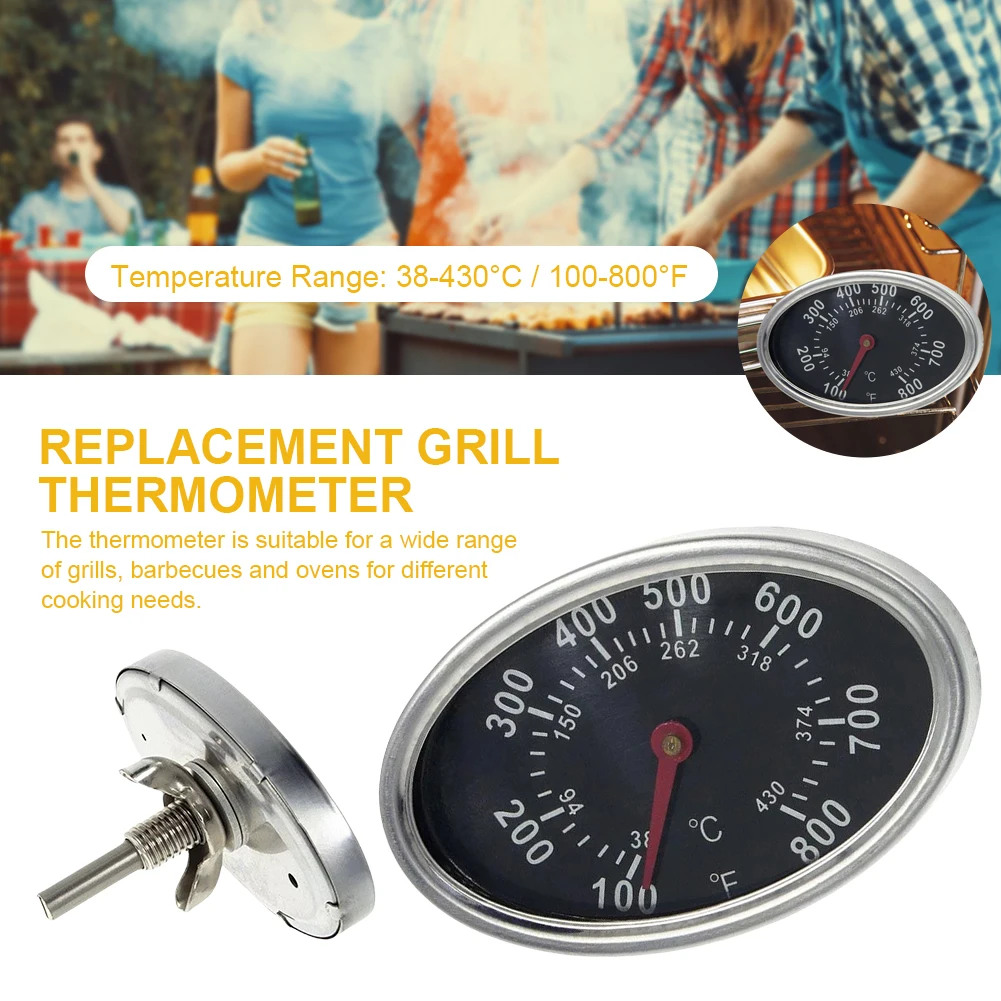 GrillLidThermometerReplacementGrillTemperatureGaugeAccurateGas