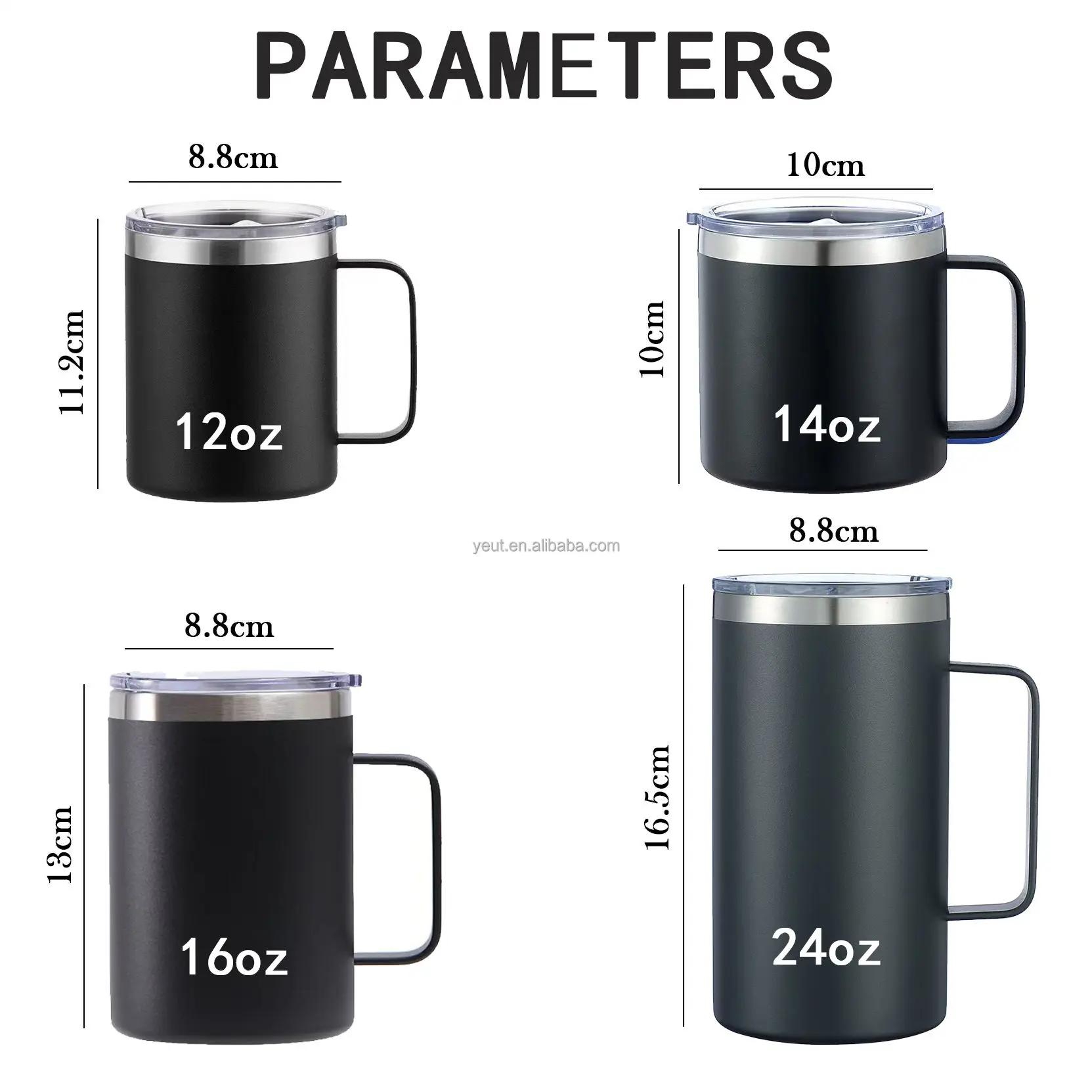 Insulated Stainless Steel Travel Tumbler - 16oz, BPA-Free with Handle and Lid