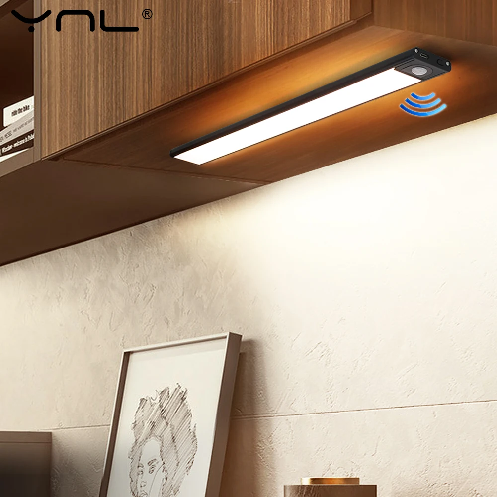 LED Cabinet Light Ultra-Thin Kitchen Lamp USB Rechargeable PIR Motion Sensor 20/40cm Bedroom Closet Wardrobe Night |