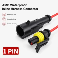 1Pin Waterproof AMP Auto Connector 18AWG Male Female with Wire Quick Disconnect for Truck DJ7011-1.5-11/21 OEM 282079-2/282103-1 1