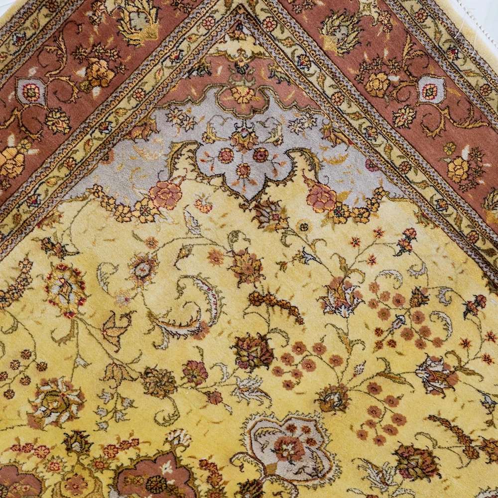 6x9ft Luxury Woolen Carpet Oriental Wholesale Persian Rug Vintage Pure Hand Woven Wool&Silk Rug for Bedroom Living Room Lounge 5