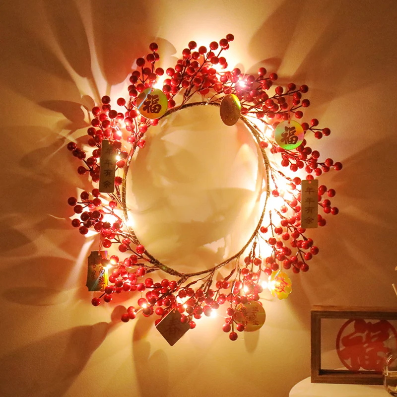 

2024 китайская Новогодняя гирлянда, Декорации для весеннего фестиваля, красная светодиодная лампа, домашнее освещение, декор для двери и лестницы