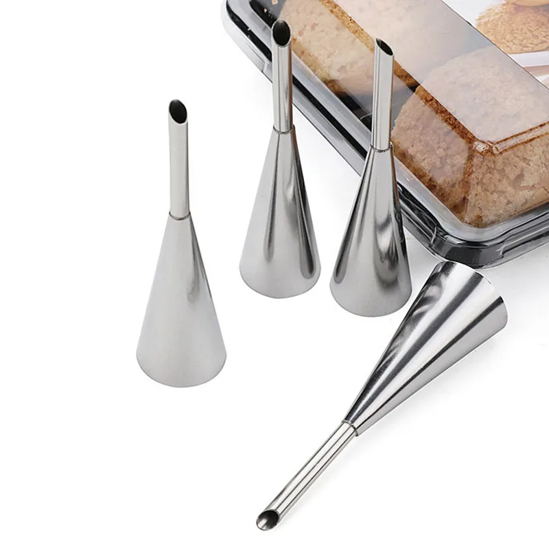 Cream Icing Piping Nozzles Stainless Steel Eclair Puff Nozzles Cupcake Filling Tubes Pastry Injector Syringe Piping Tips 1-4pcs