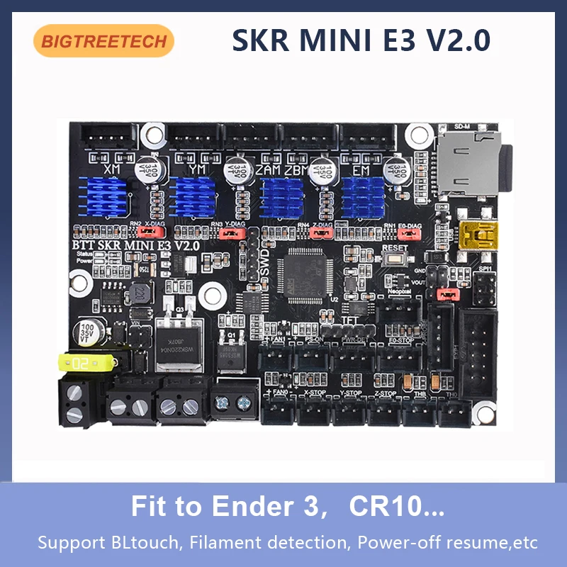 Bigtreetech btt skr mini e3 v2.0 steuer karte 32bit mit tmc2209 3d drucker teile motherboard für ender3 upgrade skr v2.0 turbo