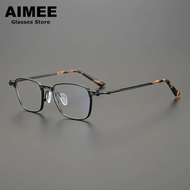 

Japanese Handmade Retro Designer Square Titanium Glasses Frame Men's Big Size Ultralight Prescription Eyeglasses Blue Light Gafa