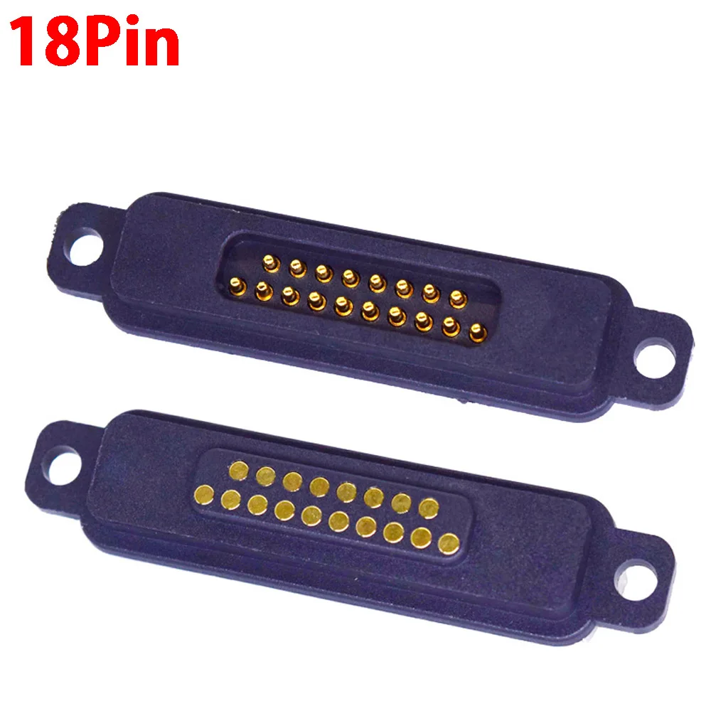 1sets 18Pin 2A Waterproof DC Magnetic Pogo Pin Connector Pogopin Male Female Spring Loaded DC Power Socket With Screw Holes