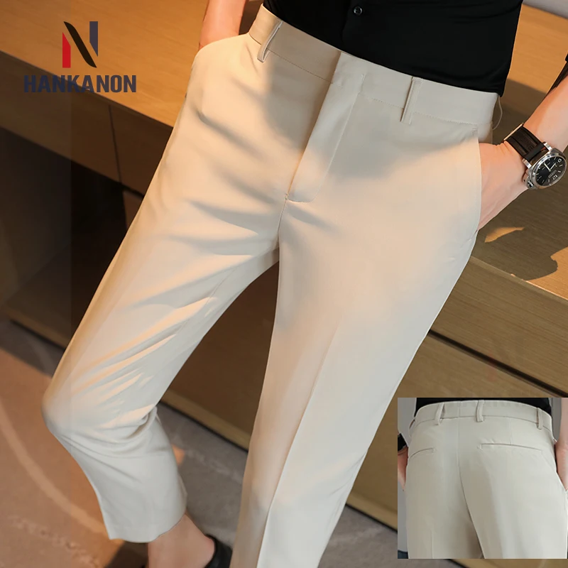 

2024 Spring and Autumn New Ankle-Length Pants, Thin British Drape Men's Casual Pants, Office Business Wear