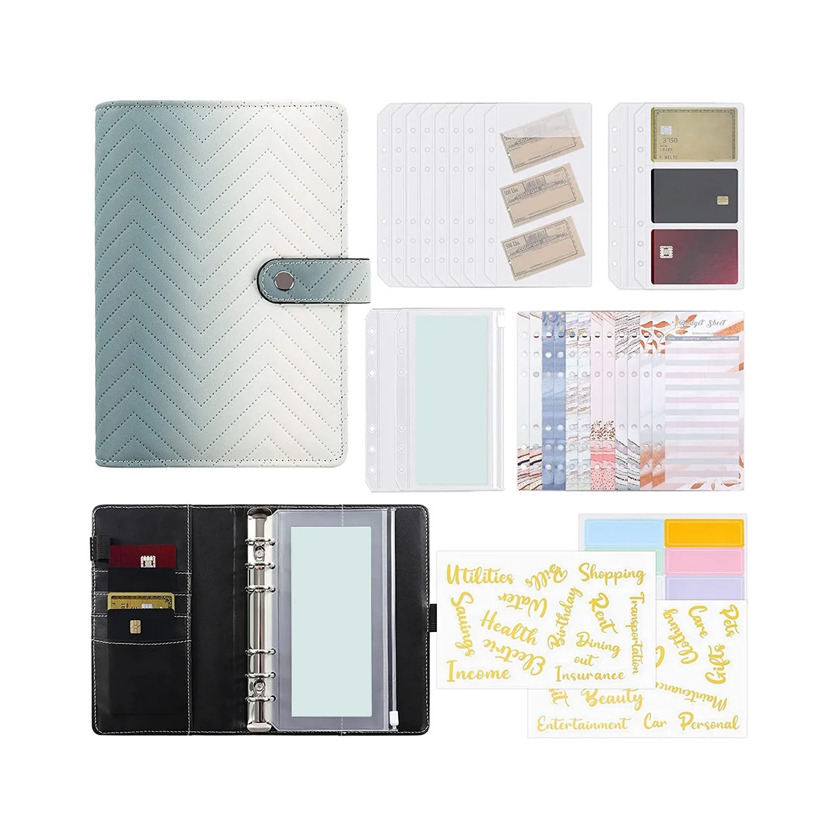 

Папка для денег A6, органайзер для денег с конвертами на молнии, папка для денег для бюджетных целей и экономии денег A