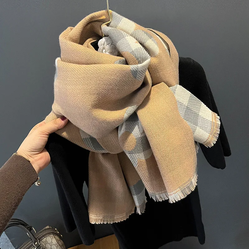 

2023 дизайнерский кашемировый шарф с мультяшным принтом, женские зимние шали и палантины из пашмины, Толстая теплая палантина