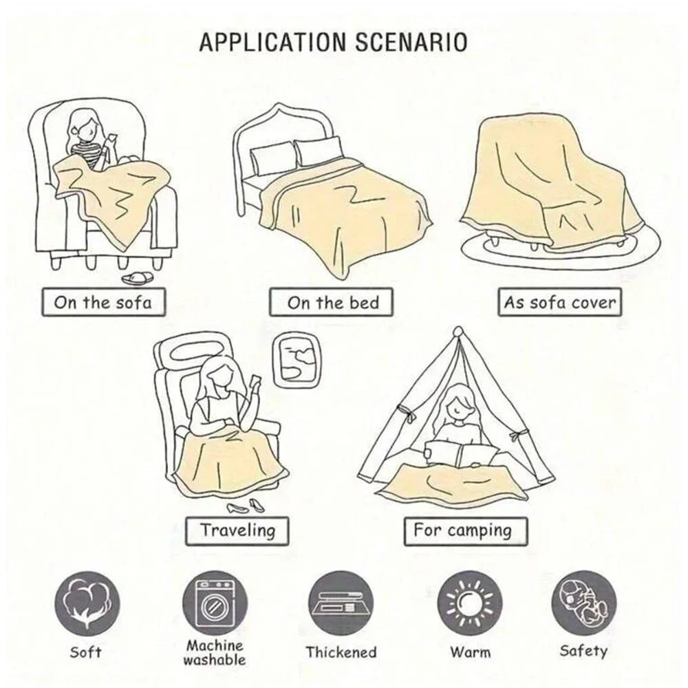 Christmas Flannel Winter Blanket Warm Comfortable Universal Knee Blanket Cover Multifunctional Decorative Blankets Decor Home