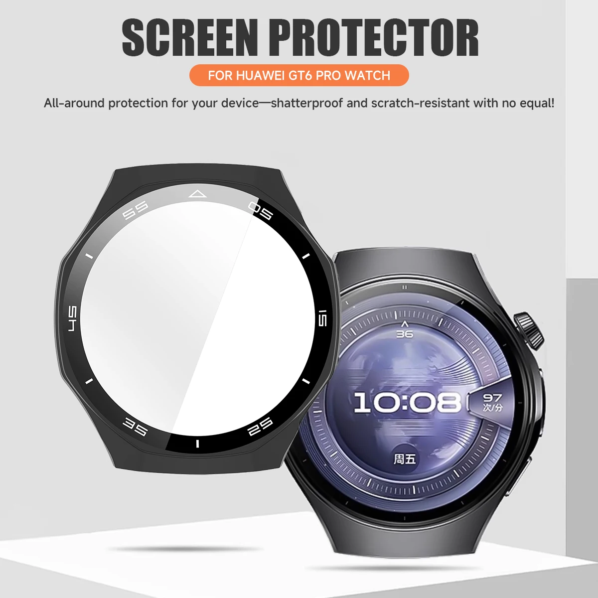 Full Protective 2-in-1 Watch Case with Tempered Glass Film Cover
