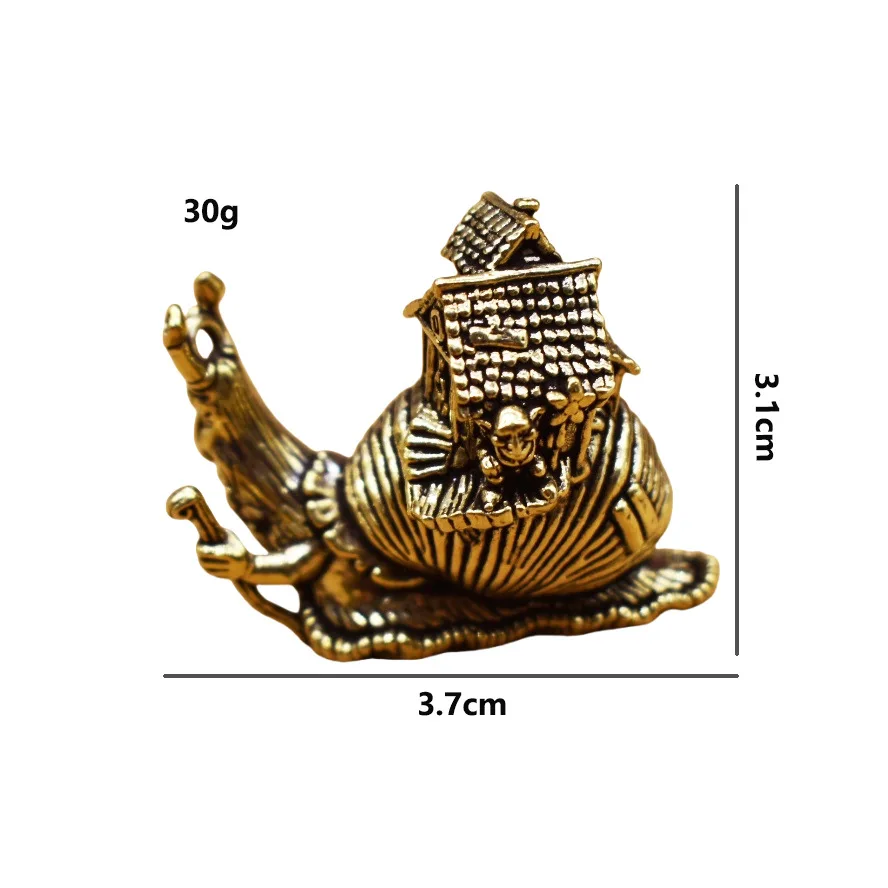 Antique Brass Snail Figurine, Vintage Desktop Decor for Tea Table, Pure Copper Craft, Unique Gift Idea for Collectors