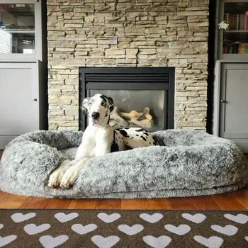 Super Large Dog Sofa Bed Round Dog Bed Plush Pet Kennel Bed Mats Pet Cat Bed Winter Warm Sleeping Floor Mats for Large Dog