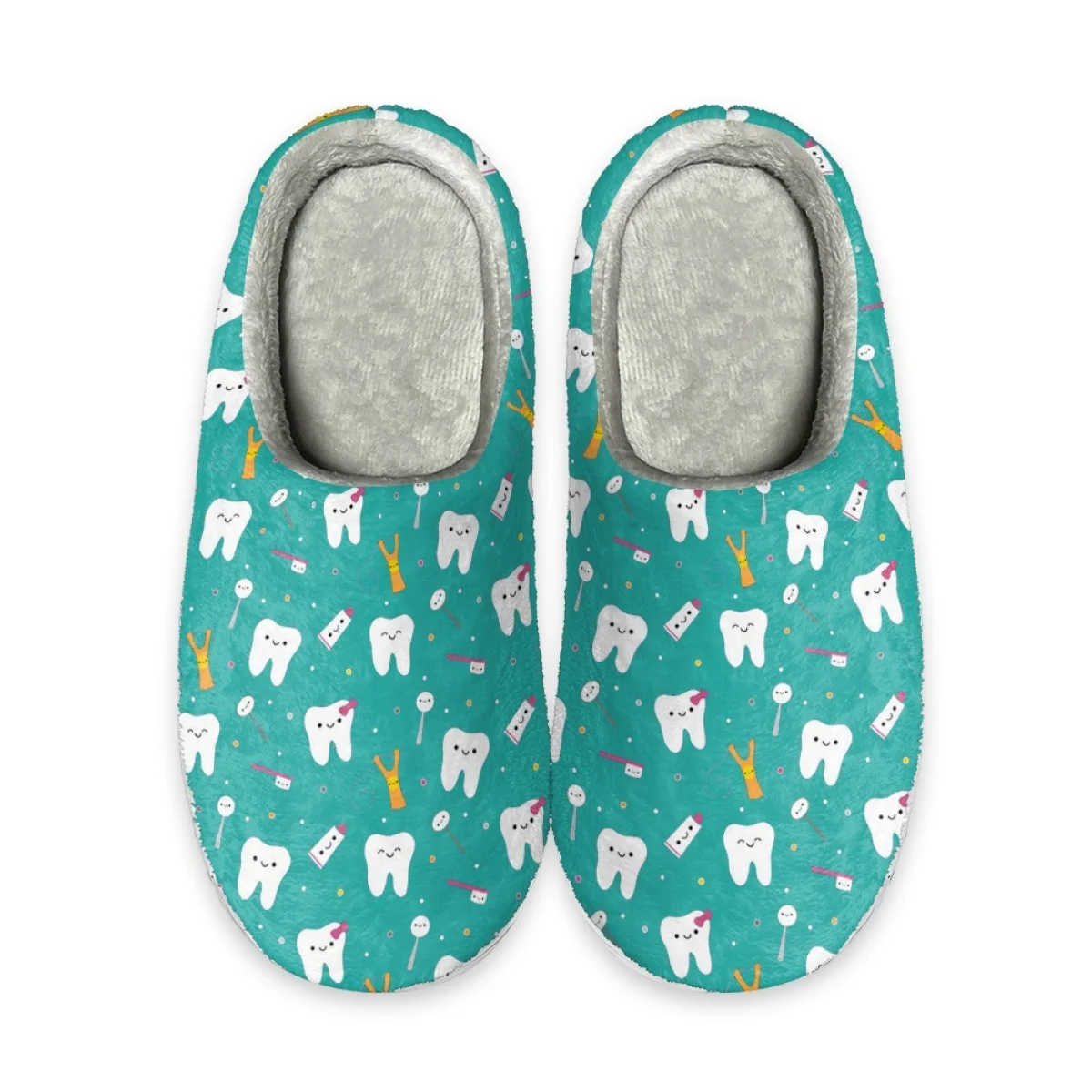 

Beliodome Funny Teeth Dental Womens Home Cotton Custom Memory Foam Slippers Indoor Slip On Shoes Lightweight Bedroom Slipper