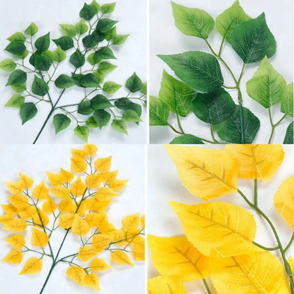 Lush Green Simulated Banyan & Ginkgo Leaf Branches