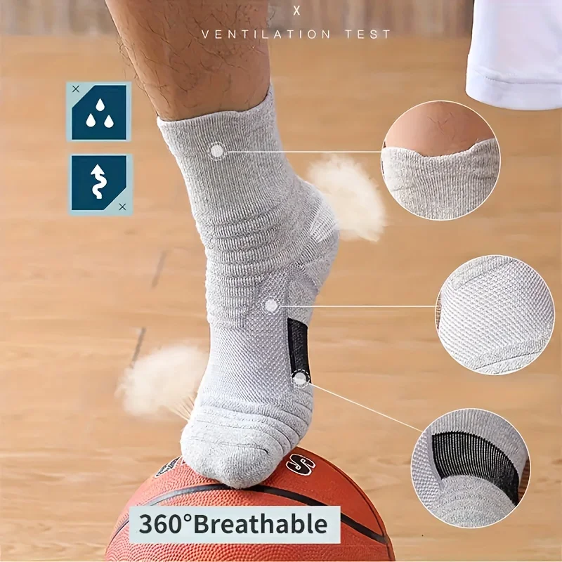 3 paare/los Herren socken Kompression strümpfe atmungsaktive Basketball-Sport-Rad socken feuchtigkeit transportierende hochela tische Schlauchs ocken – Detail 19