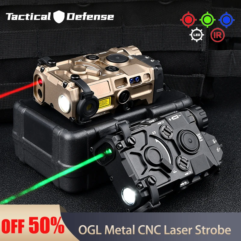 

WADSN Tactical OGL Red Green Blue IR Laser Strobe Flashlight Fit 20mm Picatinny Rail Airsoft Hunting Lamp Weapons Equipment With