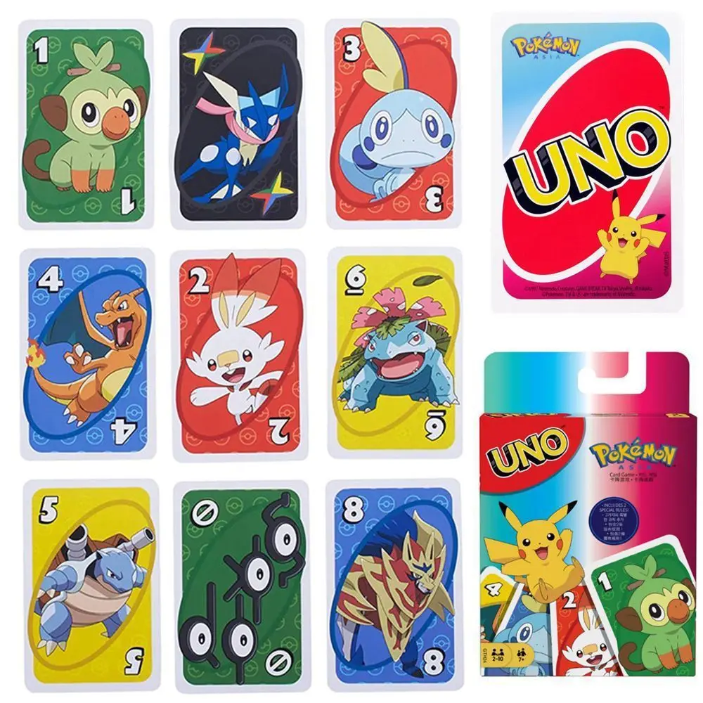 Board Games UNO FLIP! Pokemon Anime Cartoon Pikachu Figure Pattern Family Funny Entertainment uno Cards Games Christmas Gifts
