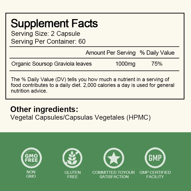 Soursop Graviola Capsules Support Emotional health Sterilize & Strengthen immunity soursop supplement