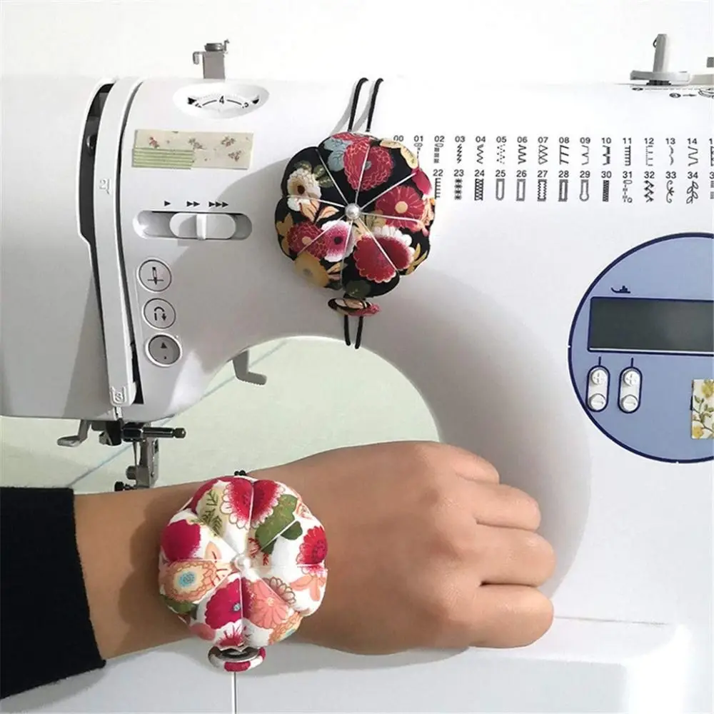 창의적인 바늘꽂이, 재봉용 면직물 호박 모양 바늘꽂이, 탄력 있는 손목 밴드 바늘꽂이, DIY 공예