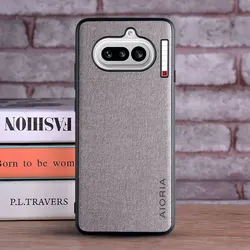 Stylish Textile Leather Soft TPU & Hard PC Case - Fashionable 3 - in - 1 Protection for phone 4a Pro (Light Grey)