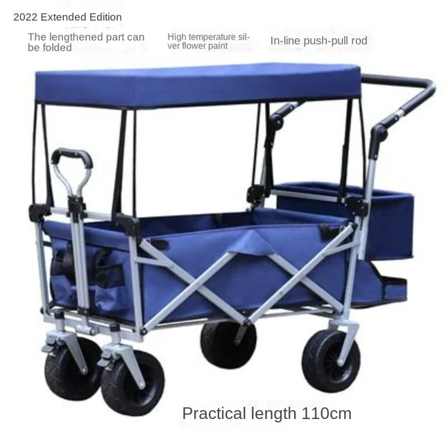 Összecsukható Kocsi Kosár Piros, Eltávolítható Lombkorona 601D Oxford Ruha, Túlméretes Kerék - Image 6