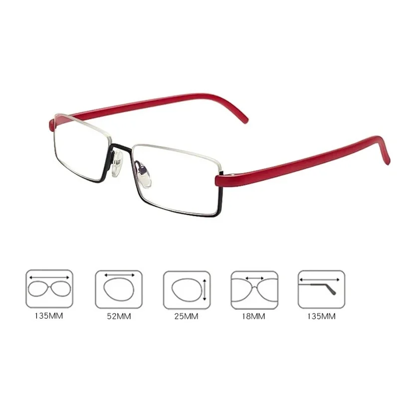 Metal Anti-blue Light Reading Glasses Elderly Half Frame Presbyopia Glasses TR90 Non-deformed High-definition Far Sight Glasses