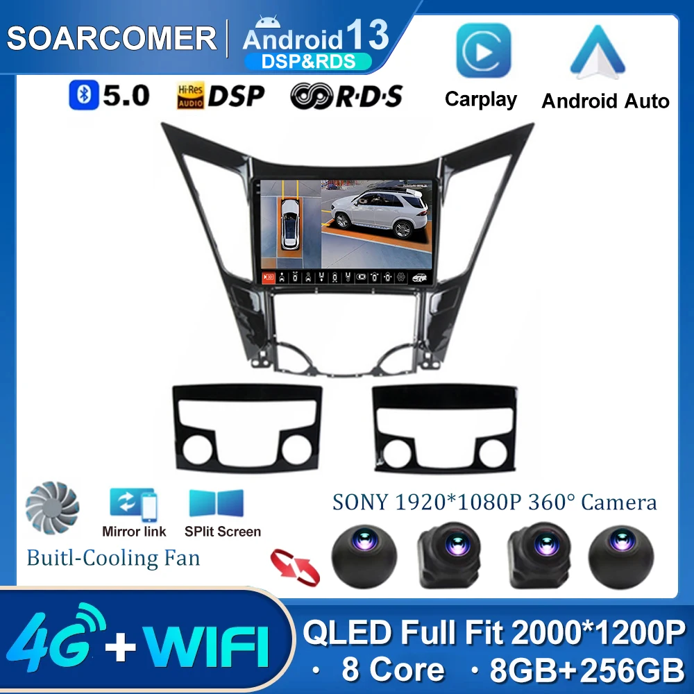 

Автомобильный радиоприемник Android 13 для Hyundai Sonata 6 YF 2009 - 2014 DSP видеоплеер GPS 2din мультимедиа беспроводное радио Carplay без Dvd 360