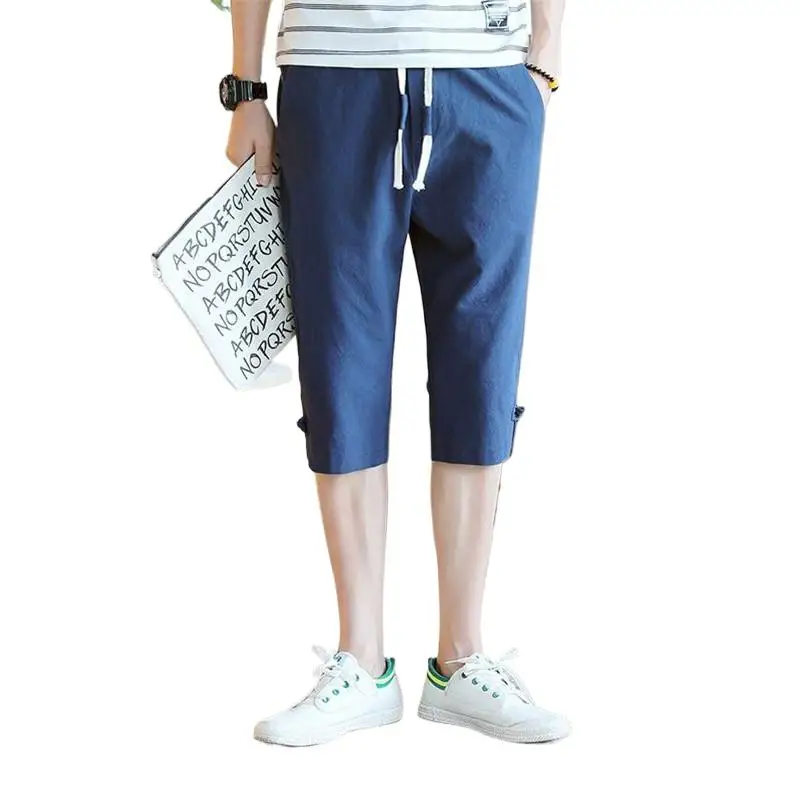 

korean fashion Jogger Male Cotton Linen pants plus size y2k pantones bleu de shanghai homme мужская одежда