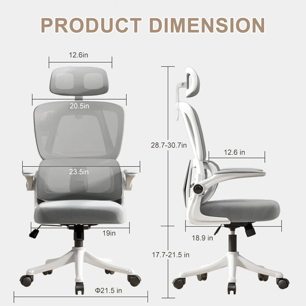Computer Chair, Office Chair, High Back Ergonomic Office Chair with Lumbar Support, Adjustable Headrest, 3D Armrest 2