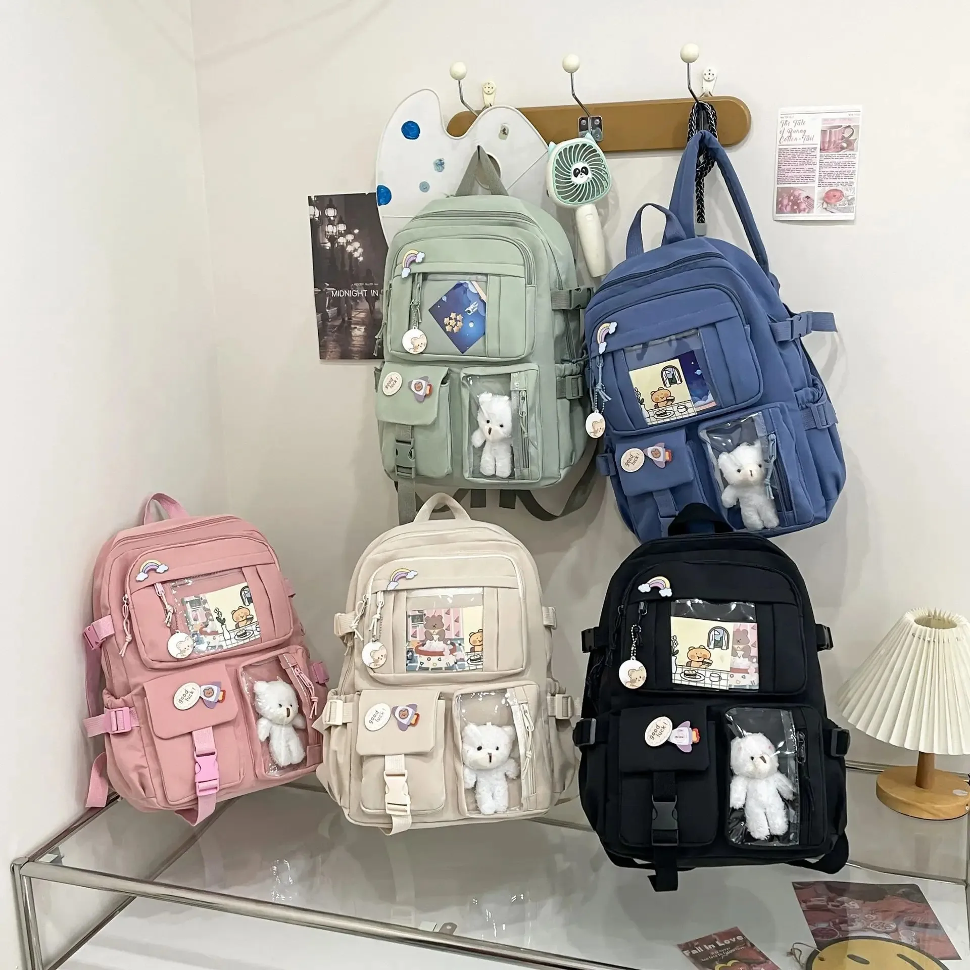 Korean Style Fresh Cute Large Capacity Casual Middle School Girls Backpack Lightweight Storage School Bag AE Stock Origin China 1