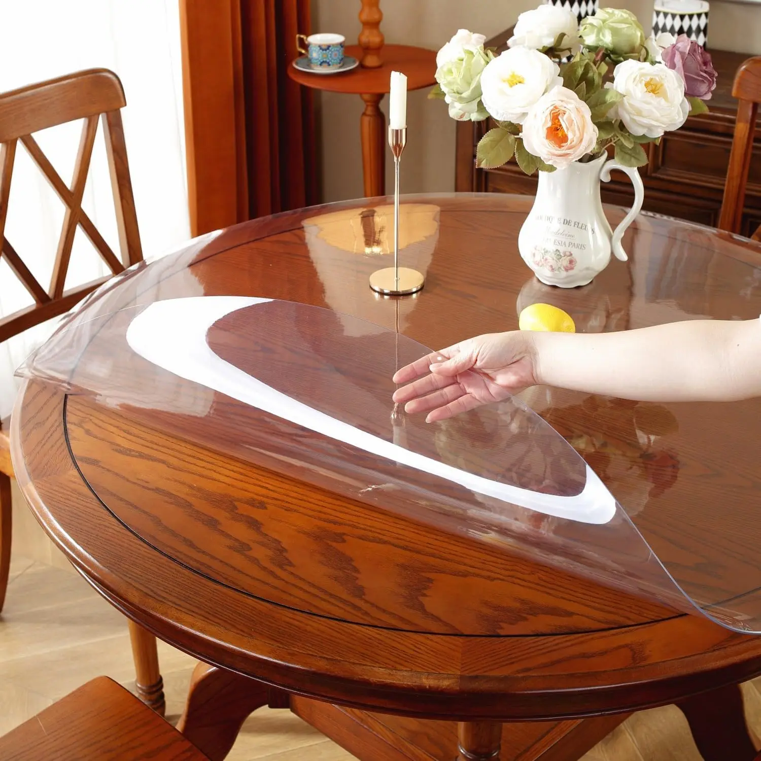 Soft Glass Tablecloth Transparent PVC Table Cloth Waterproof Oil Proof Kitchen Dining Rectangular Table Cover Matte Clear 4