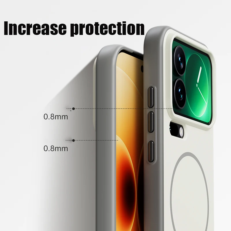 Solid Color Matte Skin Feel Shockproof Phone Case with MagSafe-Compatible Wireless Charging