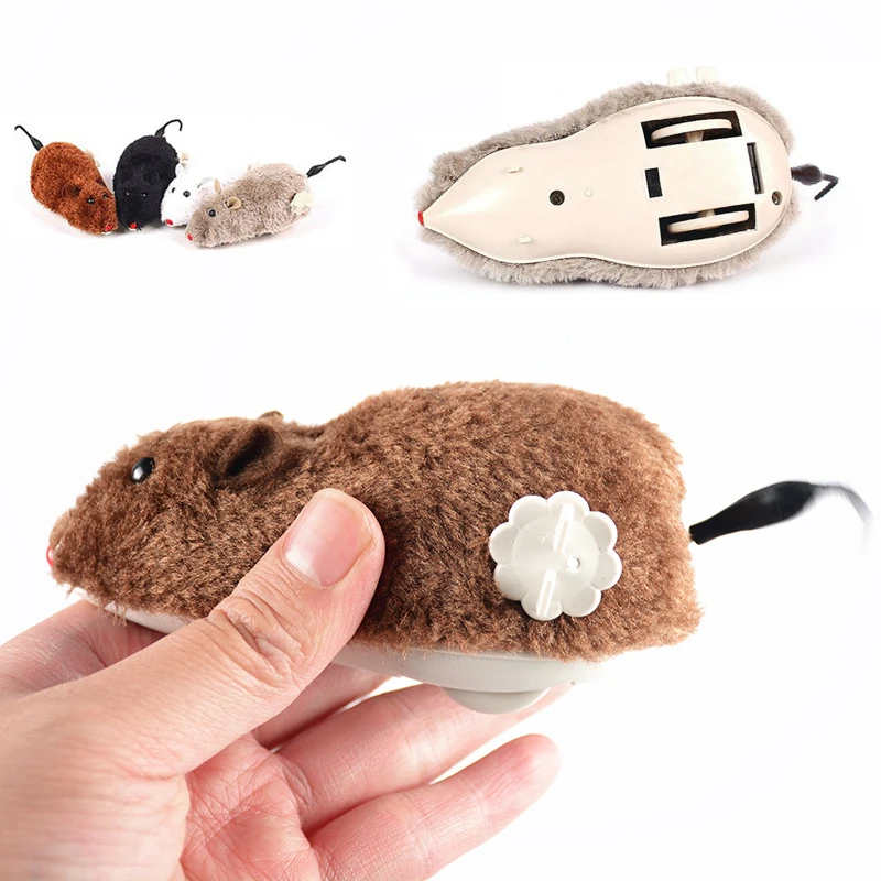 1PCS Creative Funny Clockwork Spring Power Plush Mouse Toy multi color Cat Dog Playing Toy Mechanical Motion Rat Pet Accessories