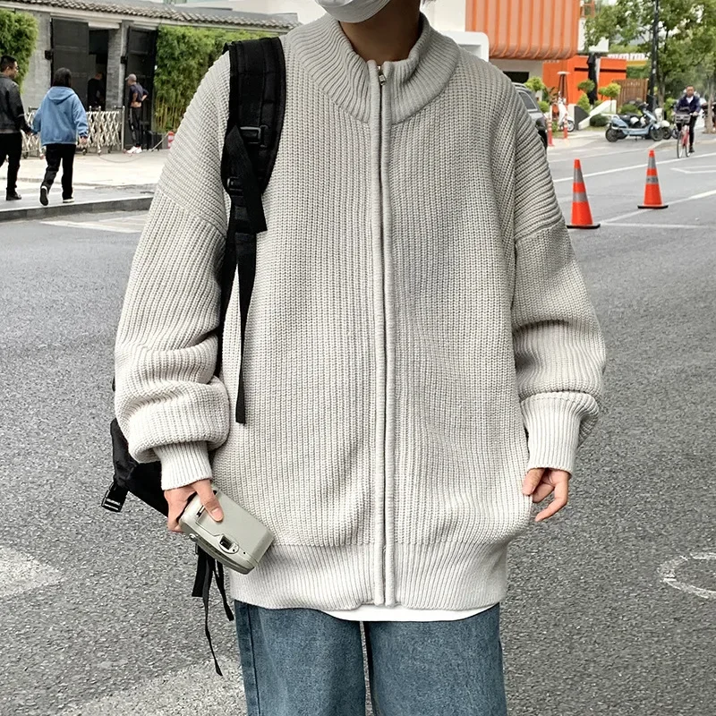 남성용 니트 가디건, 고급스러운 느낌, 일본 빈티지, 가을 겨울 스웨터, 두꺼운 다목적, 2023 신상