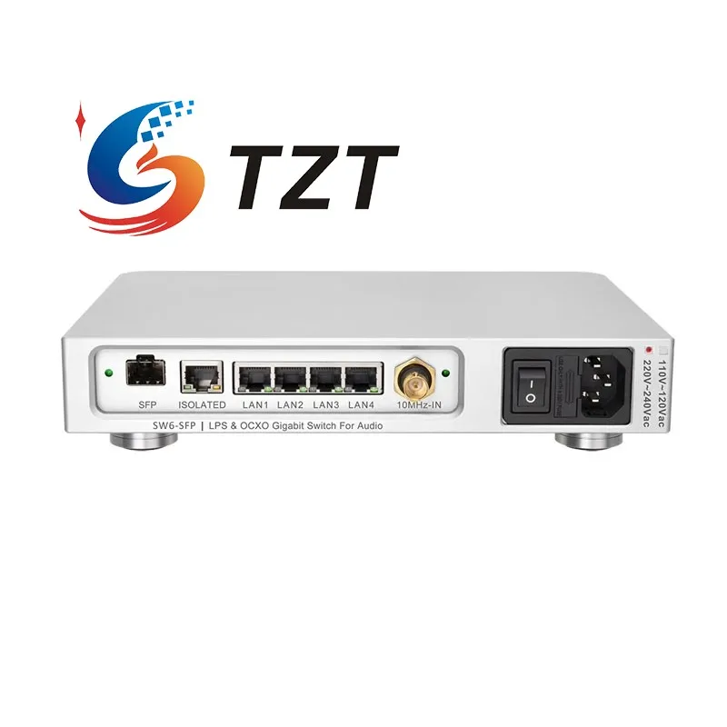 Gustard N18 Pro HiFi Audio Ethernet Switch, 5* Ethernet Ports 10/100/ 1000Mbps, SFP Fiber Optic Module, Gigabit RJ45 Switch, BNC 10M Clock Input, High Performance Network Switch (Silver - View #7