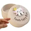 Tooth Fairy Box With 3D Baby Round Gifts Engraved Meaningful Easy To Put Small Cute Lost Teeth Keepsake Wooden 1