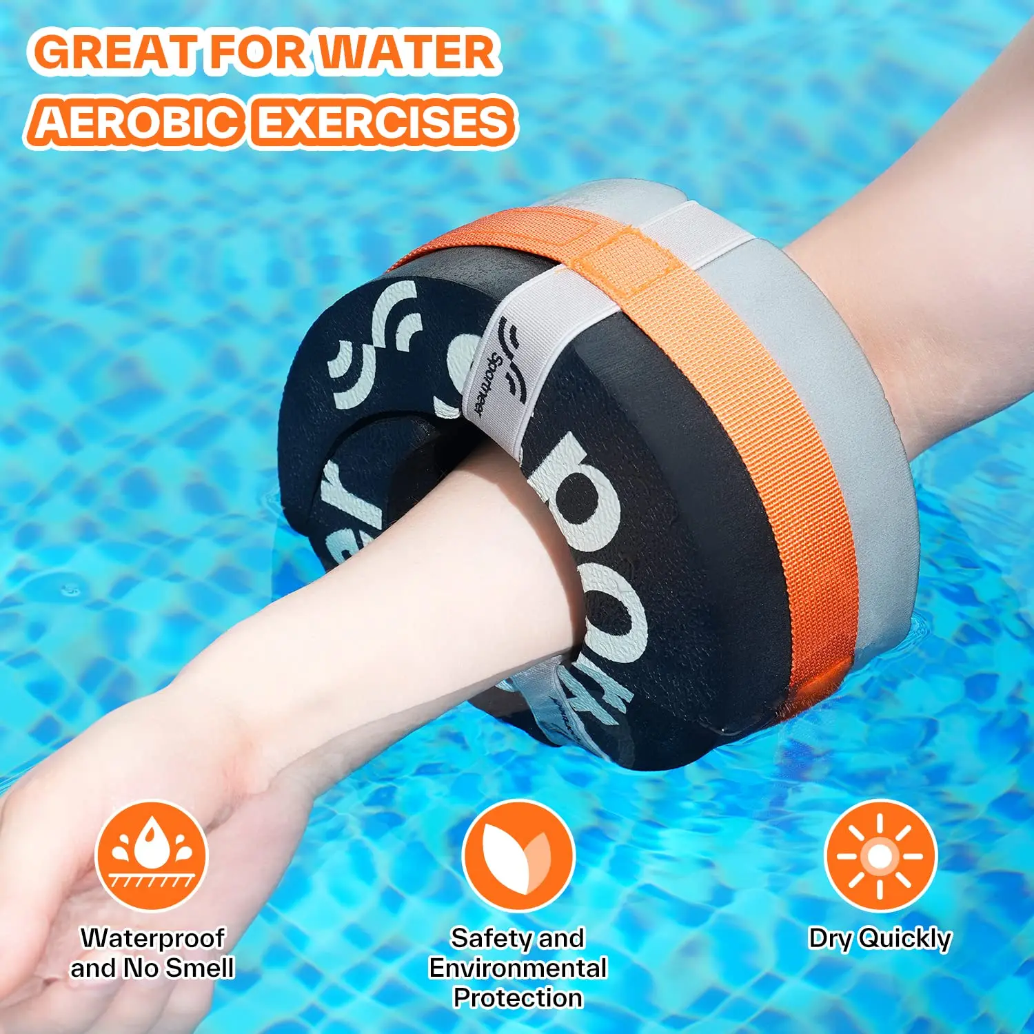 Sportneer Water Aerobics Float Ring with Adjustable Webbing Aquatic Exercise Water Ankle Buoyancy Ring for Swimming Pool Fitness 2