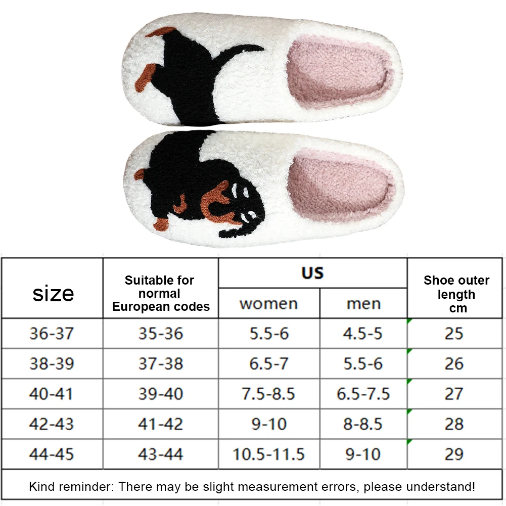 Plush Dachshund Slippers Dog Pattern Women's Slippers Anti Slip Couple Shoes Winter Thermal Slip-on House Shoes for Men Women 6
