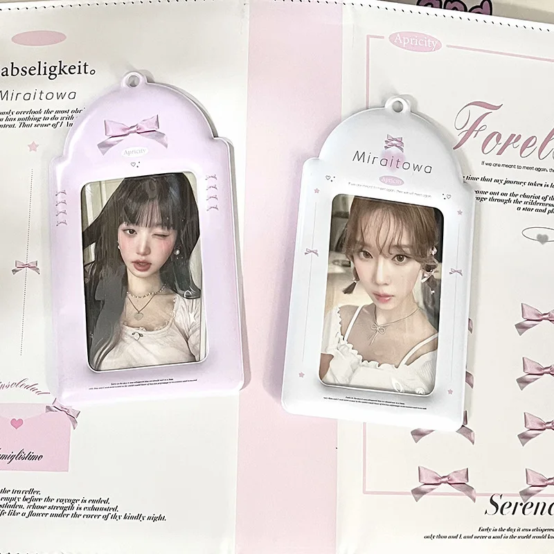 Card Holder Sweet Ballet Style Card Holders 3inch idol Photcards Protective Sleeves Kawaii Bow Cards Cover
