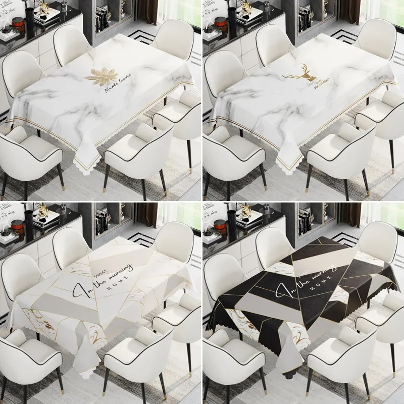 

Nordic Style Marble Printing Rectangular Dining Tablecloth Coffee Mat Kitchen Table Decoration Antifouling Manteles
