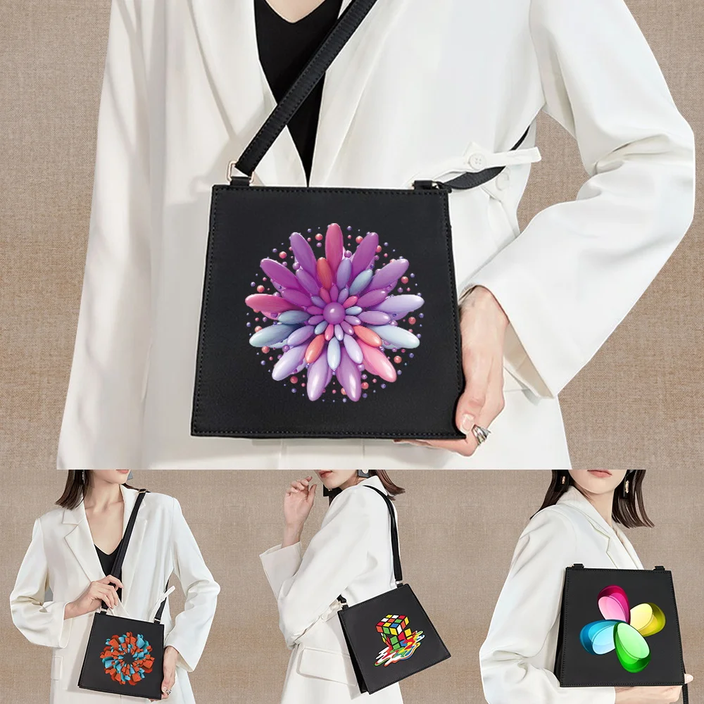 Women Shoulder Square Bags 2023 New Style Crossbody Case Bucket Bags 3D Series Print Commuter Fashion Messenger Handbag