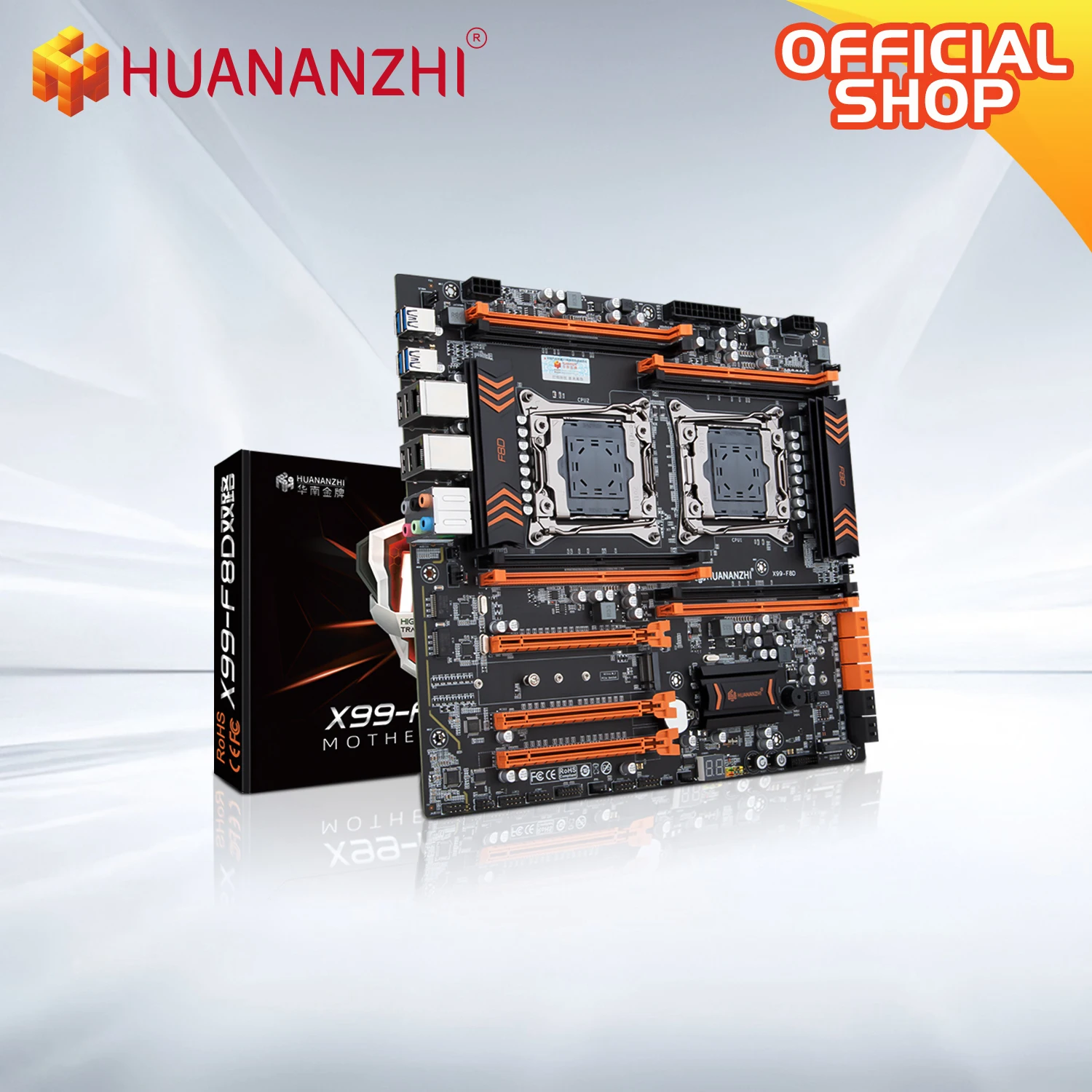 HUANANZHI X99 F8D LGA 2011-3 XEON X99 메인보드 인텔 듀얼 CPU E5 2640 2666 2670 2696 2678 V3V4 DDR4 RECC NVME NGFF 지원