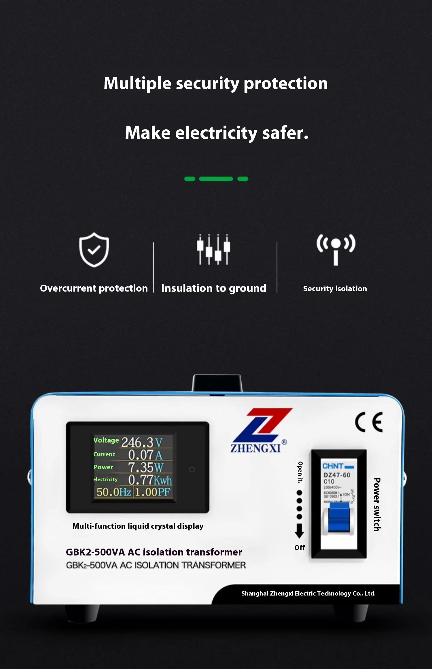 1000VA AC Ring Isolation Transformer Audio Safety Isolated Power Converter Anti-