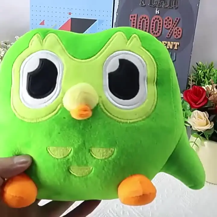 Зеленая плюшевая игрушка Duolingo Owl Duo Plushie Of The мультяшная аниме-кукла с совой мягкая