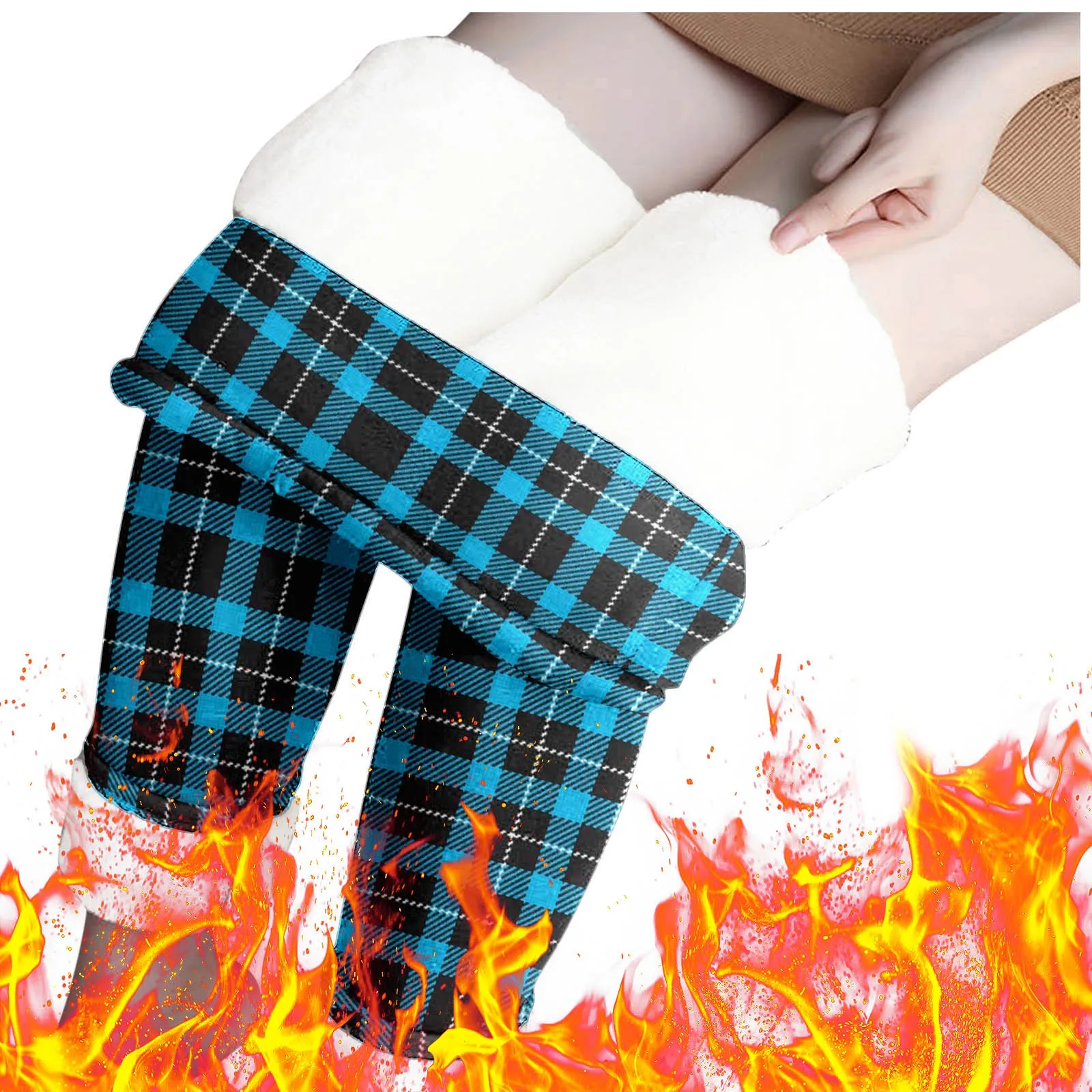 Womens Winter Casual Leggings Elastic Waist Thermal Capris Workout Trousers Thermal Prints Pants