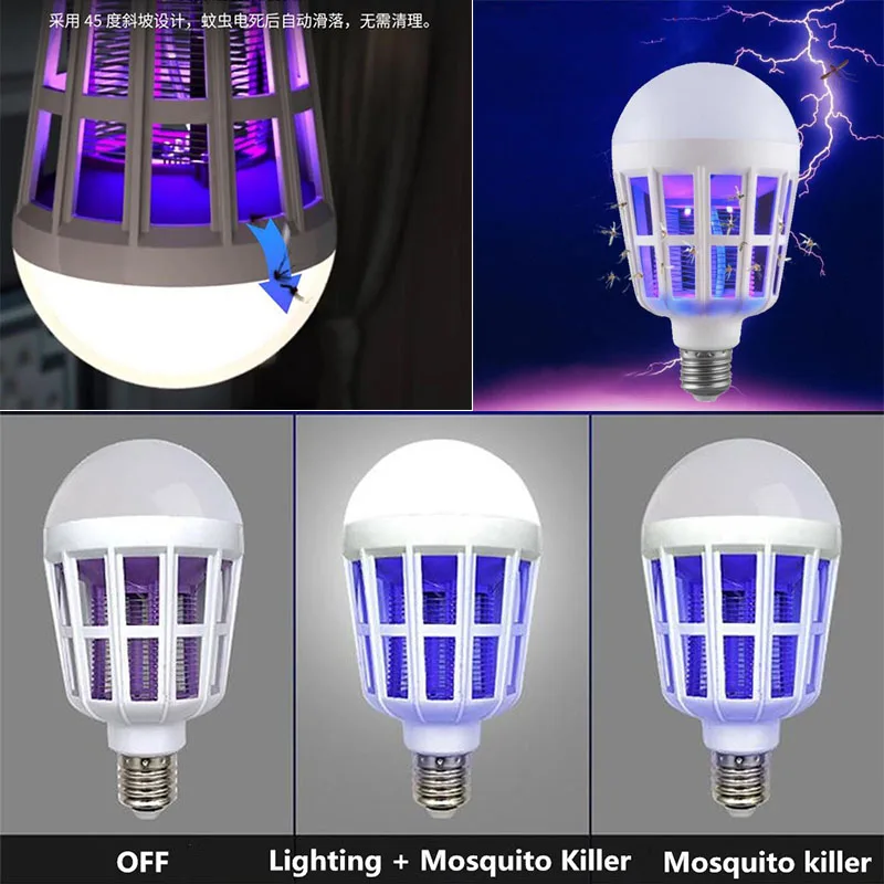 Ac 220V Led Mosquito Killer E27 Presa Led Lampadina Illuminazione Domestica Bug Zapper Trap Lampada Insetto Anti Zanzara Repeller Light K4