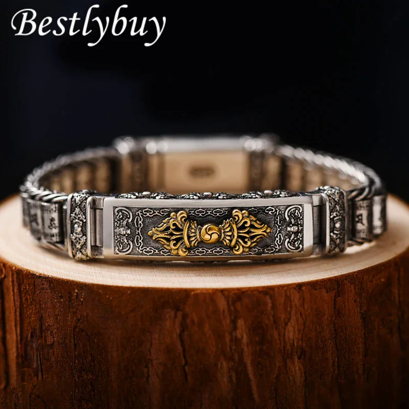 

Новый браслет для мужчин в индивидуальном стиле ретро креативная плетеная вручную цепочка из бусин с шестью символами для подарка парню